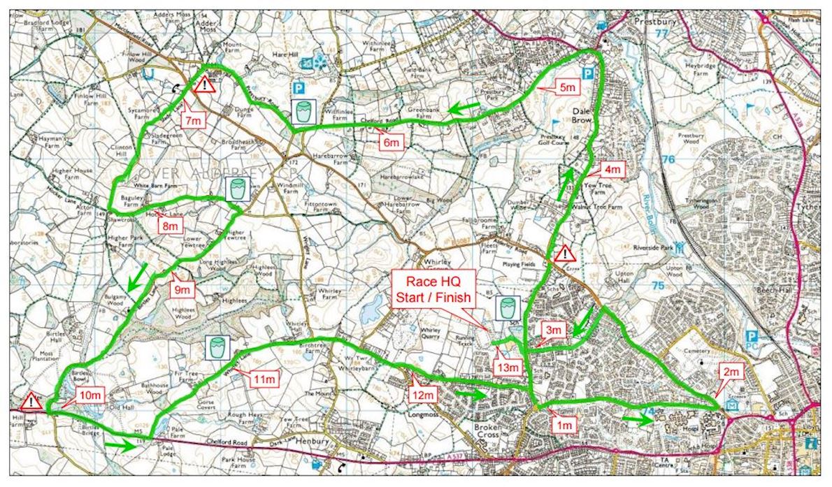 Macclesfield Half-Marathon Routenkarte