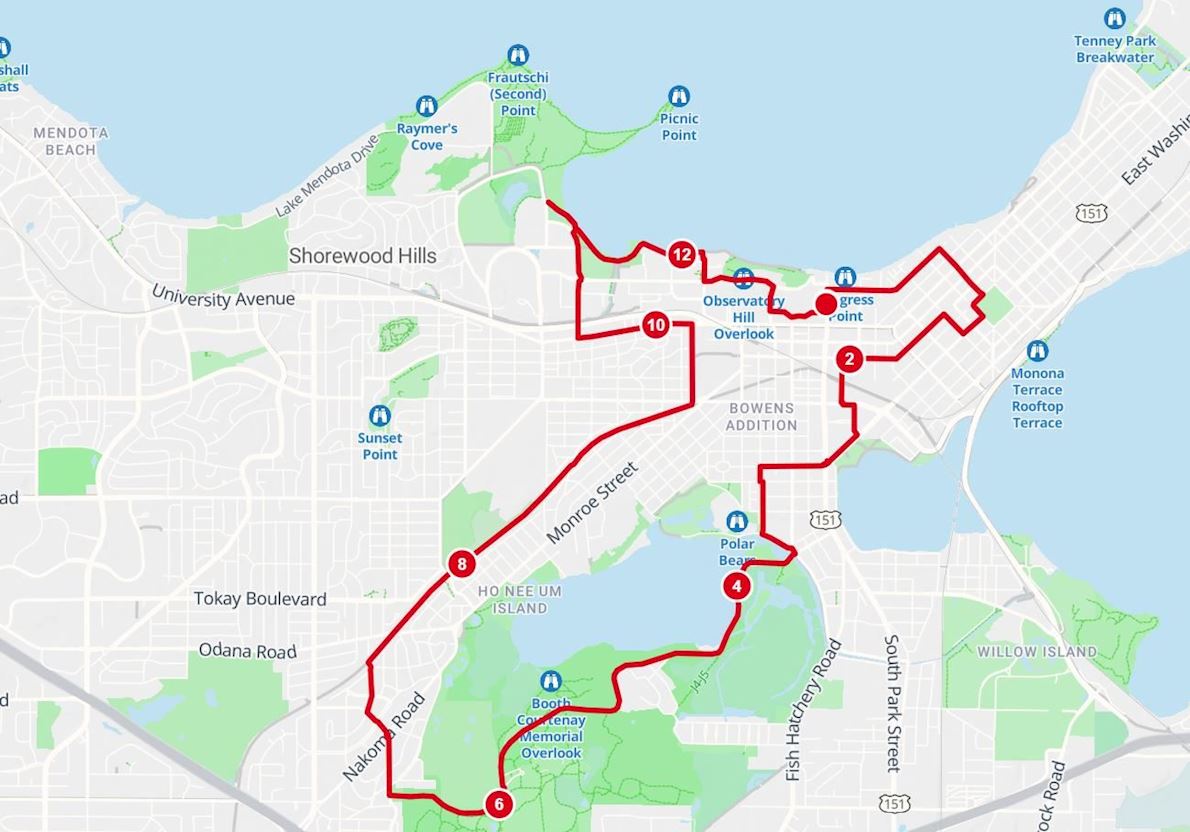 Midwest Financial Group Madison Mini Marathon 路线图