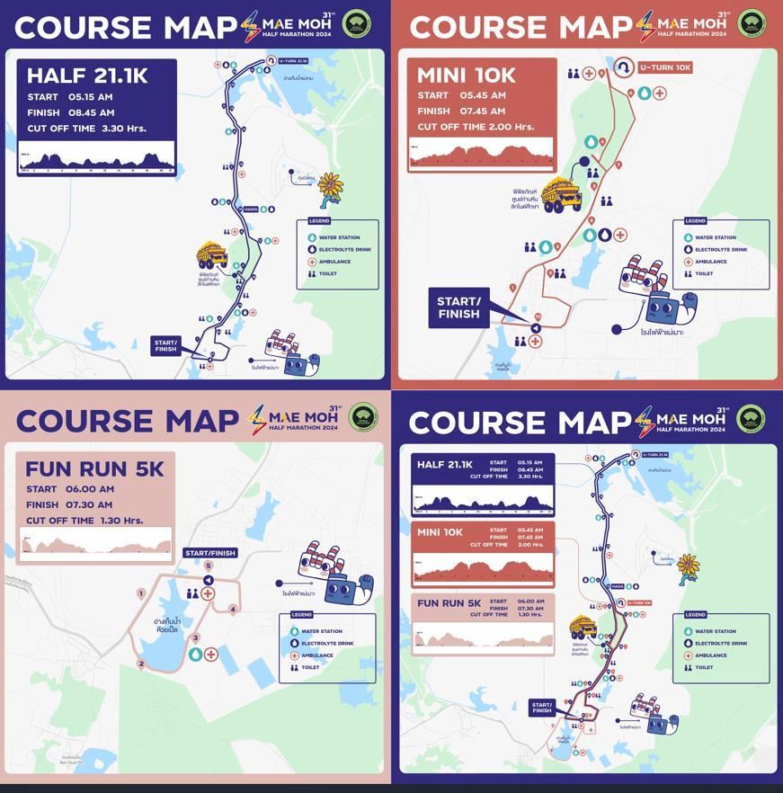 Mae Moh Half Marathon MAPA DEL RECORRIDO DE