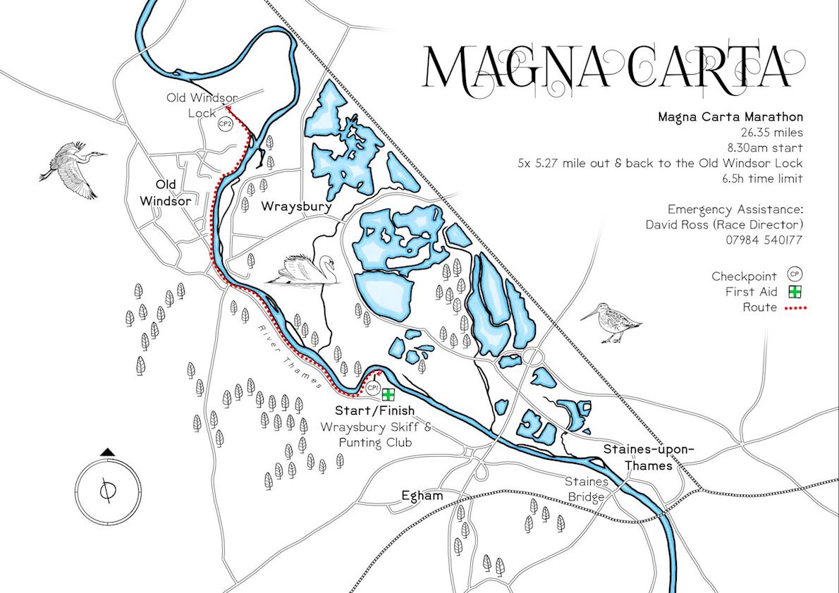 Magna Carta Spring 10km, Half Marathon & Marathon Route Map