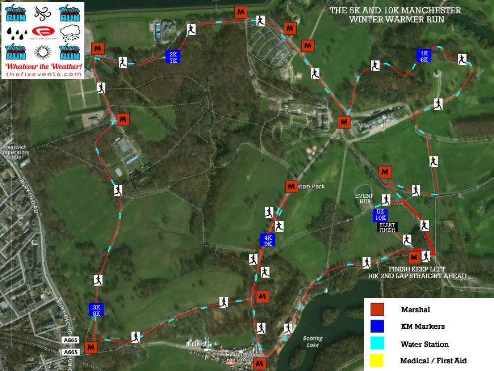 Manchester 5k, 10k and Half Marathon Winter Warmer Run Route Map