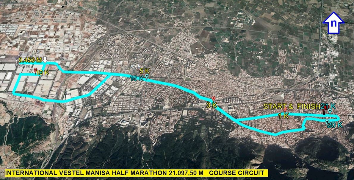 Vestel Manisa Half Marathon Routenkarte