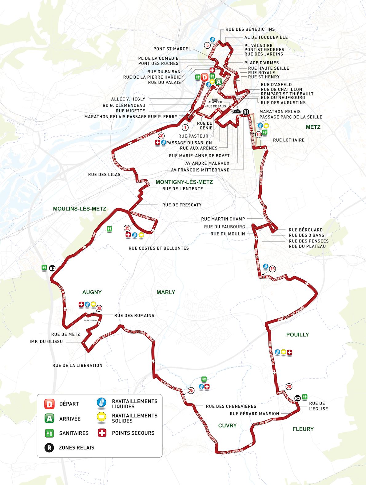 Marathon Eurométropole de Metz Mappa del percorso
