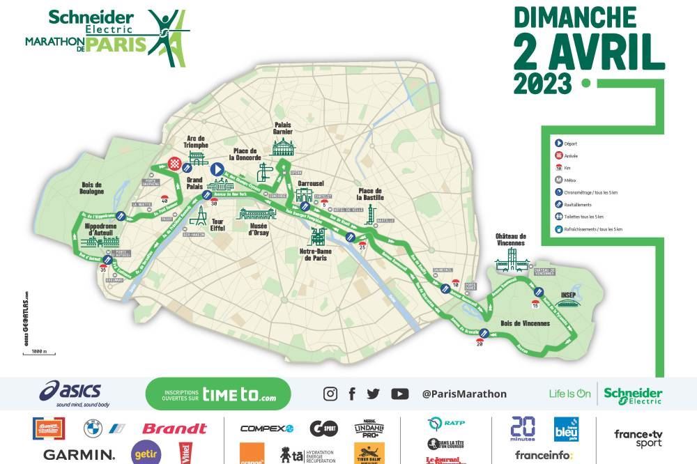 Schneider Electric Marathon de Paris Route Map