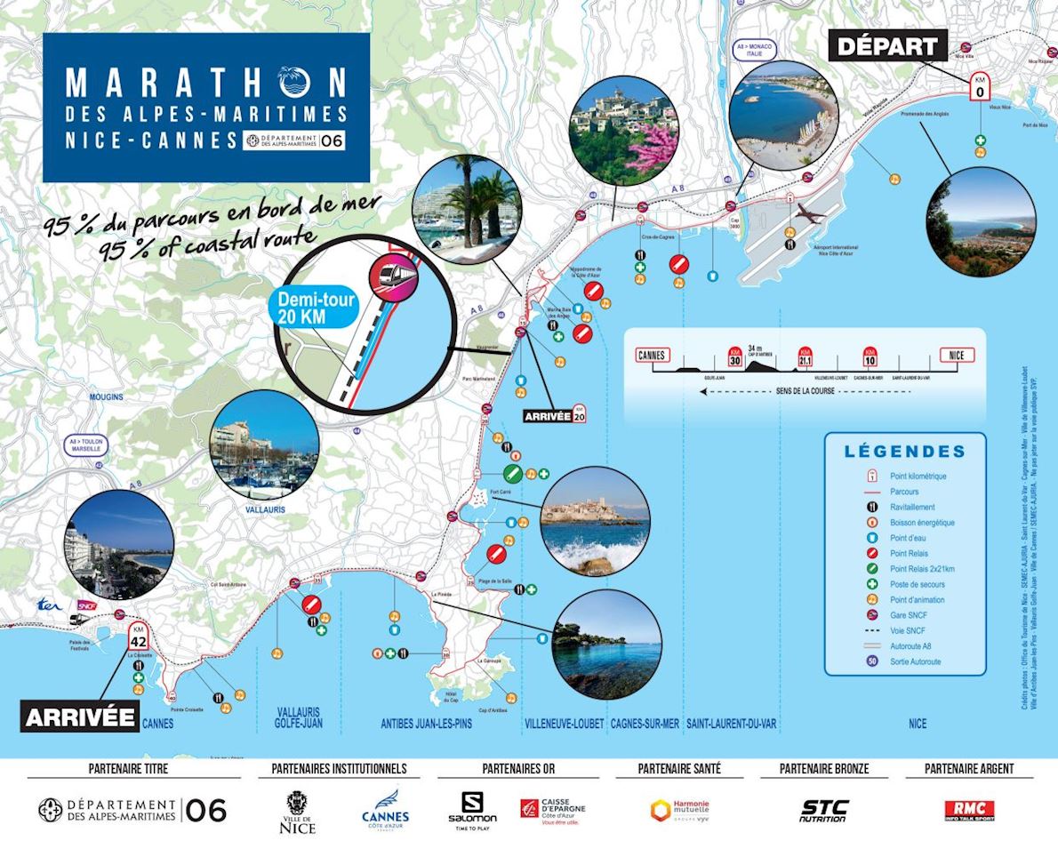 Marathon des Alpes Maritimes Nice-Cannes Routenkarte