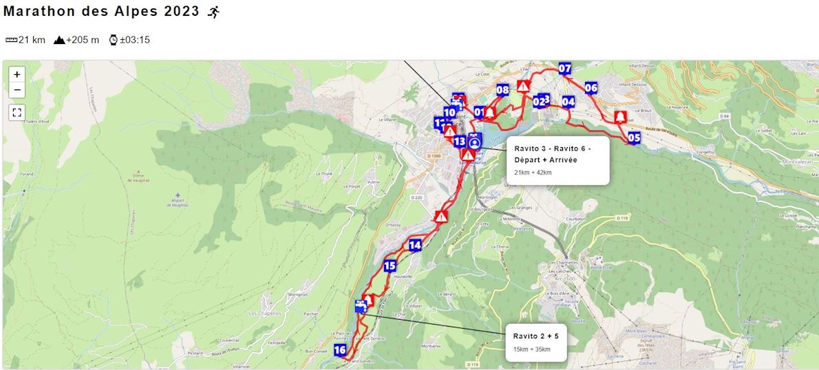 Marathon des Alpes Routenkarte