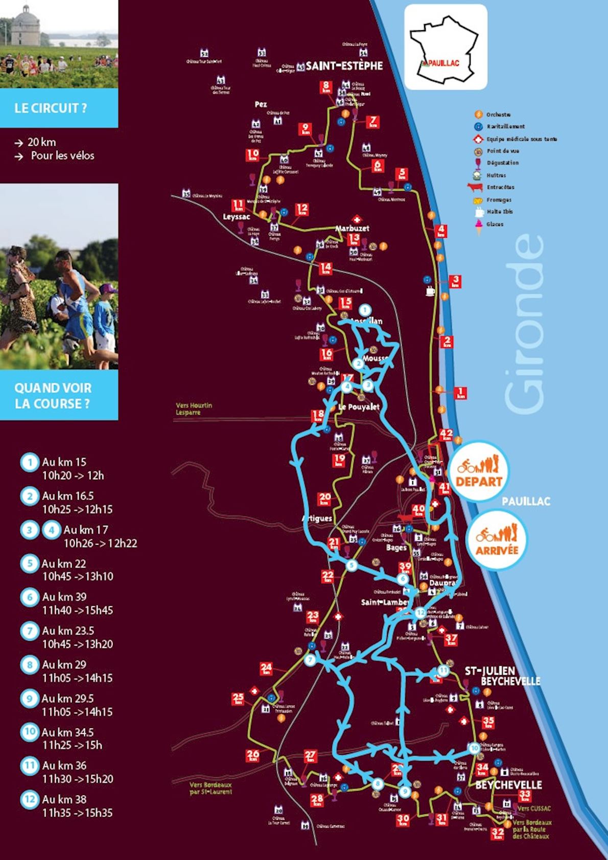 Marathon des Châteaux du Médoc Route Map