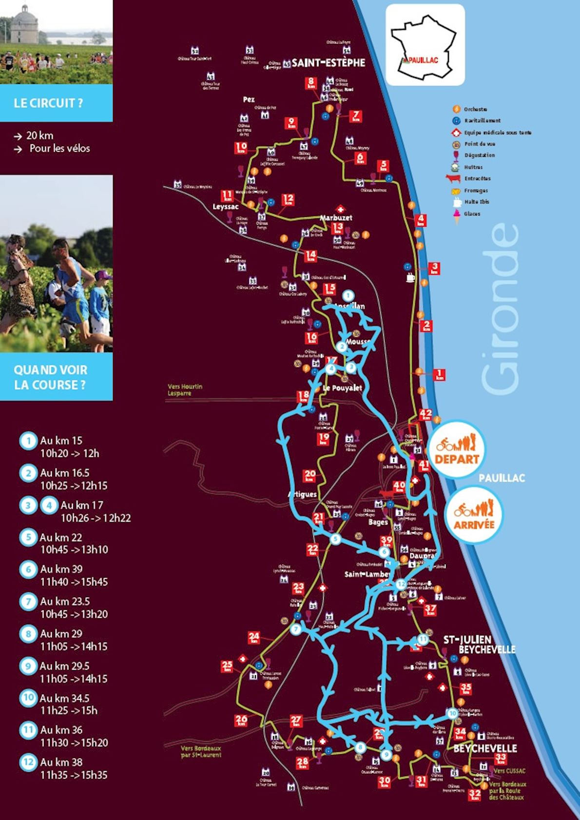 Marathon des Châteaux du Médoc MAPA DEL RECORRIDO DE