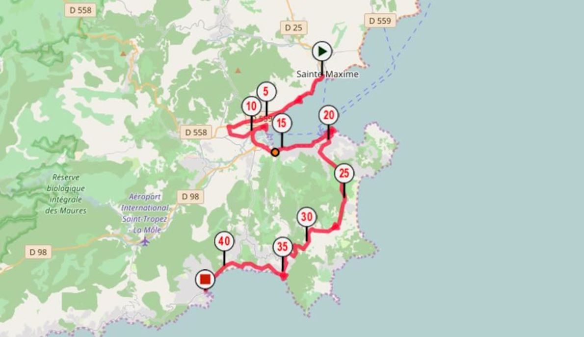Marathon du Golfe de Saint-Tropez Mappa del percorso
