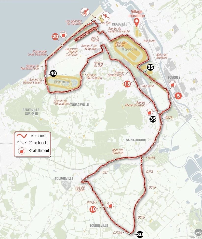 Deauville International Marathon Route Map