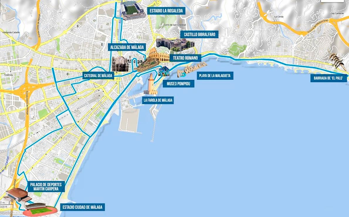 GENERALI Málaga Marathon 路线图