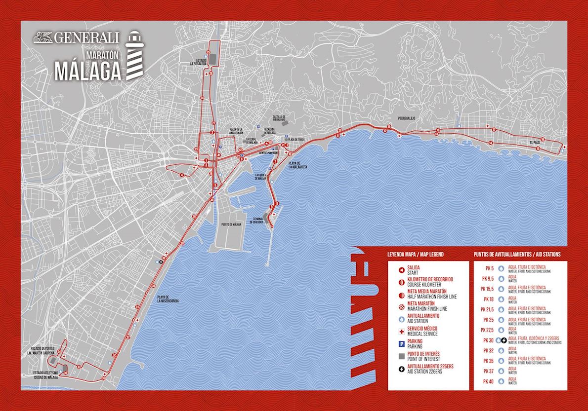 GENERALI Málaga Marathon MAPA DEL RECORRIDO DE