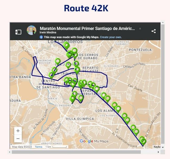 Maraton Monumental Primer Santiago de America Route Map
