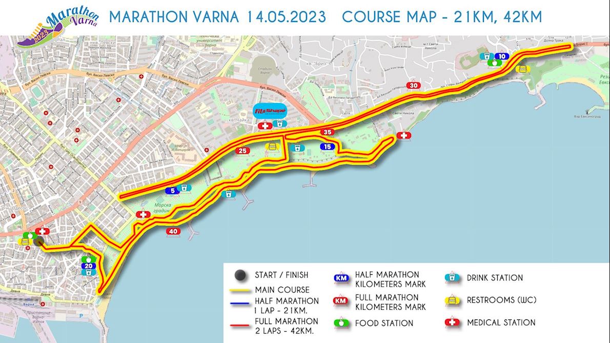 Marathon Varna Mappa del percorso