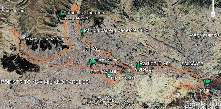 Maratón de La Paz - Bolivia Route Map