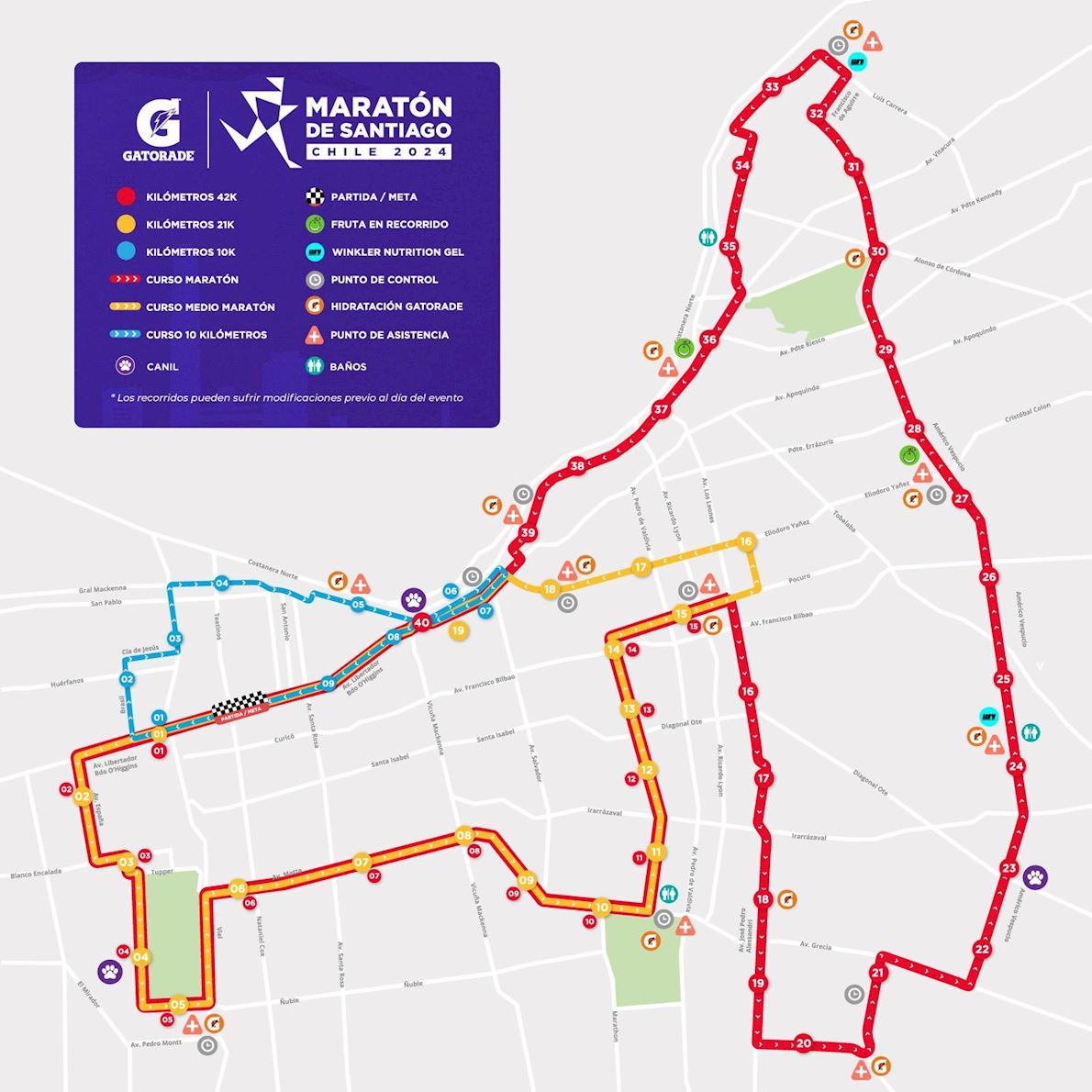 Maratón de Santiago 2025 Routenkarte