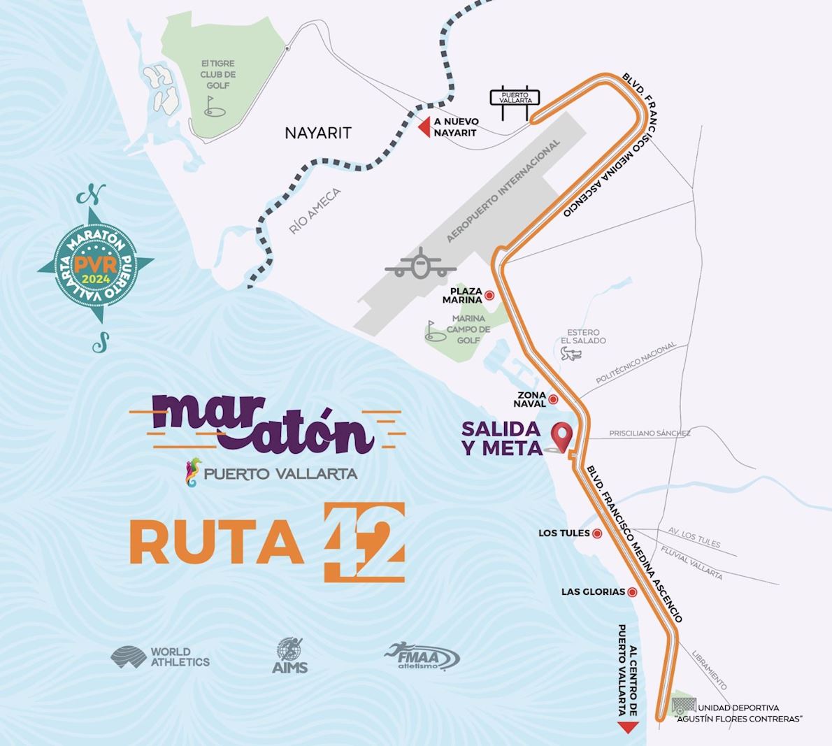 Maratón Puerto Vallarta MAPA DEL RECORRIDO DE