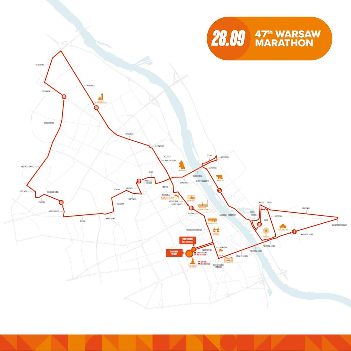 47. Nationale-Nederlanden Warsaw Marathon MAPA DEL RECORRIDO DE