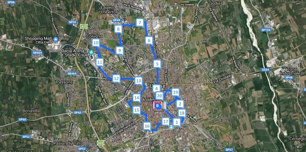 Maratonina Città di Udine Routenkarte