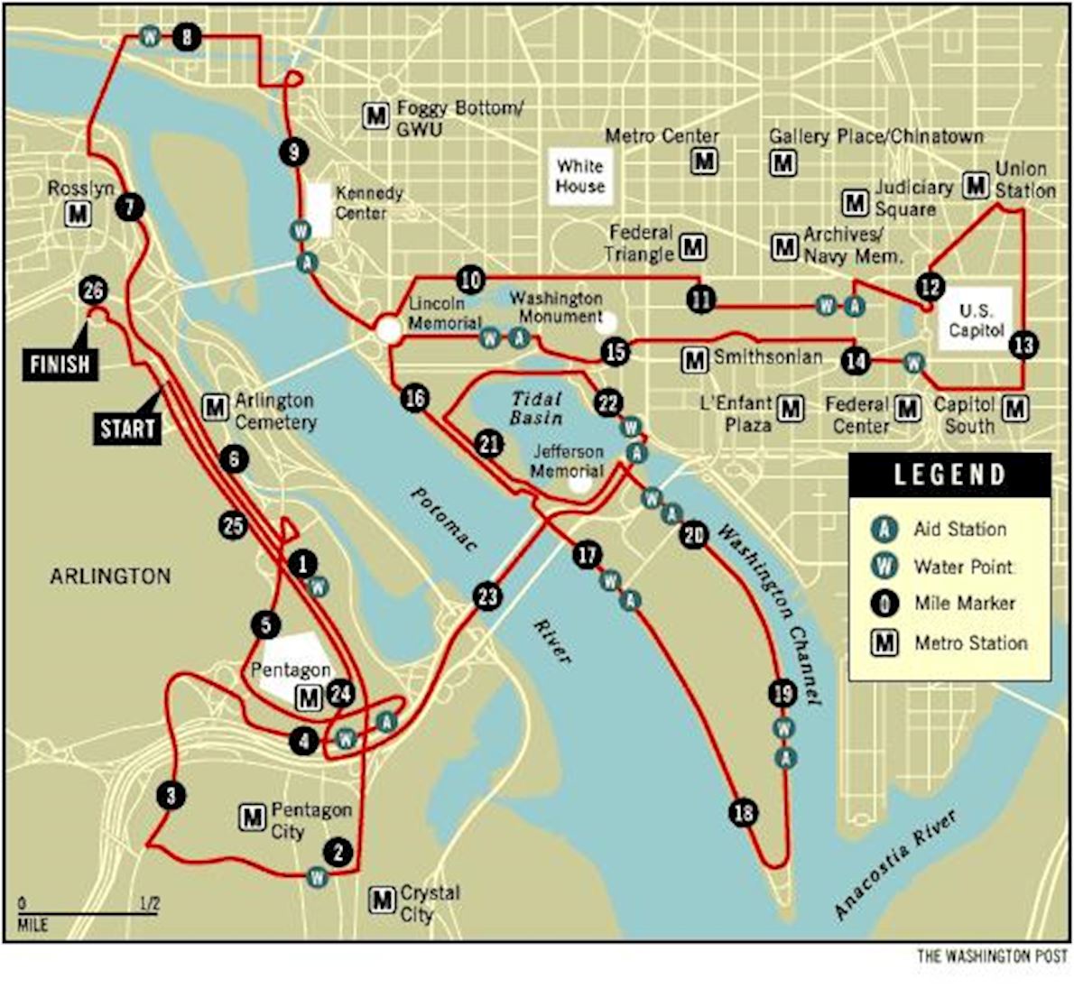 Marine Corps Marathon Route Map