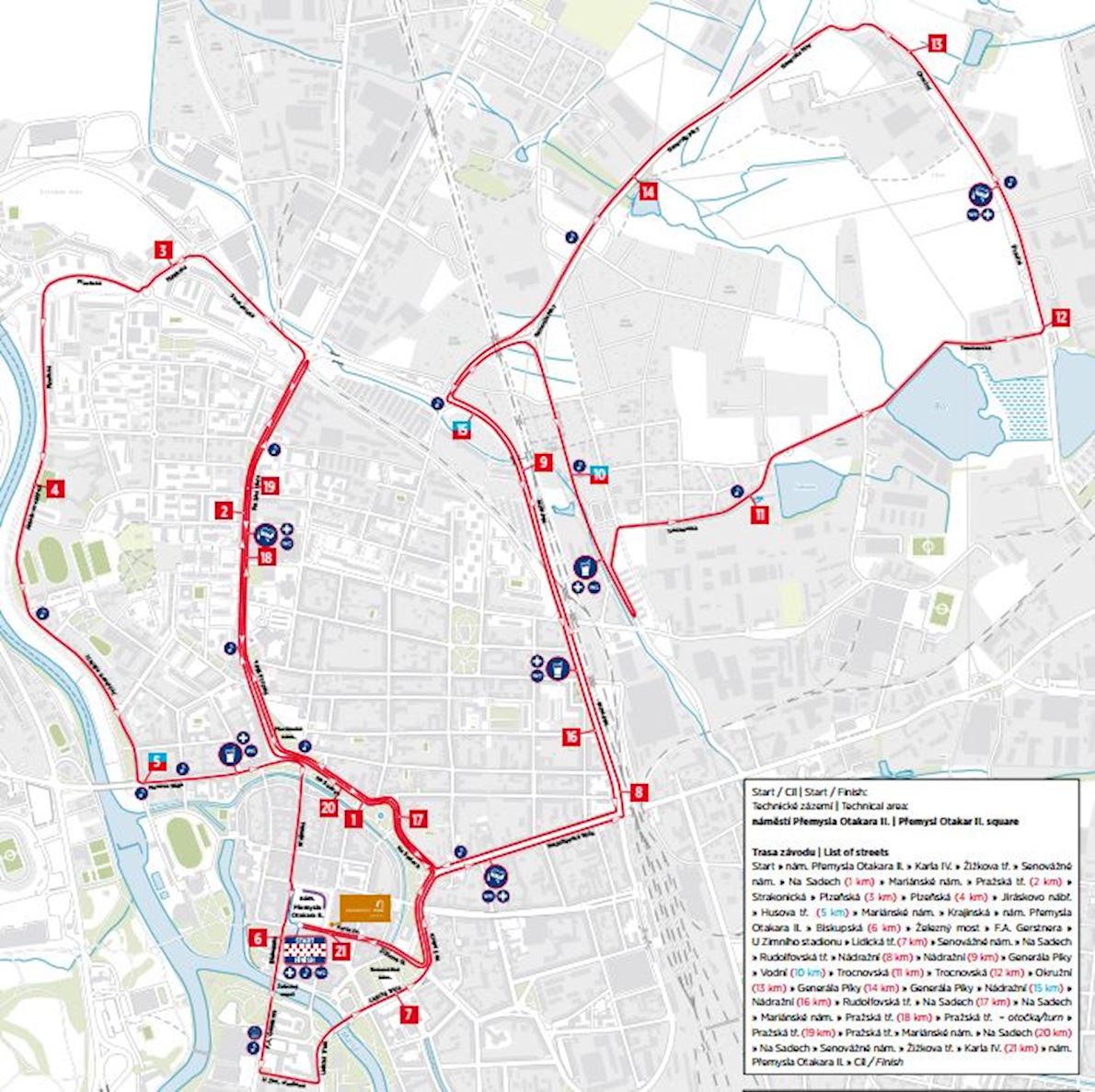 Mattoni Česke Budějovice Half Marathon MAPA DEL RECORRIDO DE