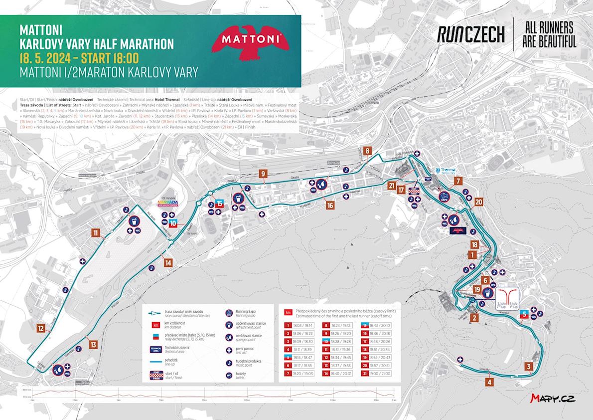 Mattoni Karlovy Vary Half Marathon Routenkarte