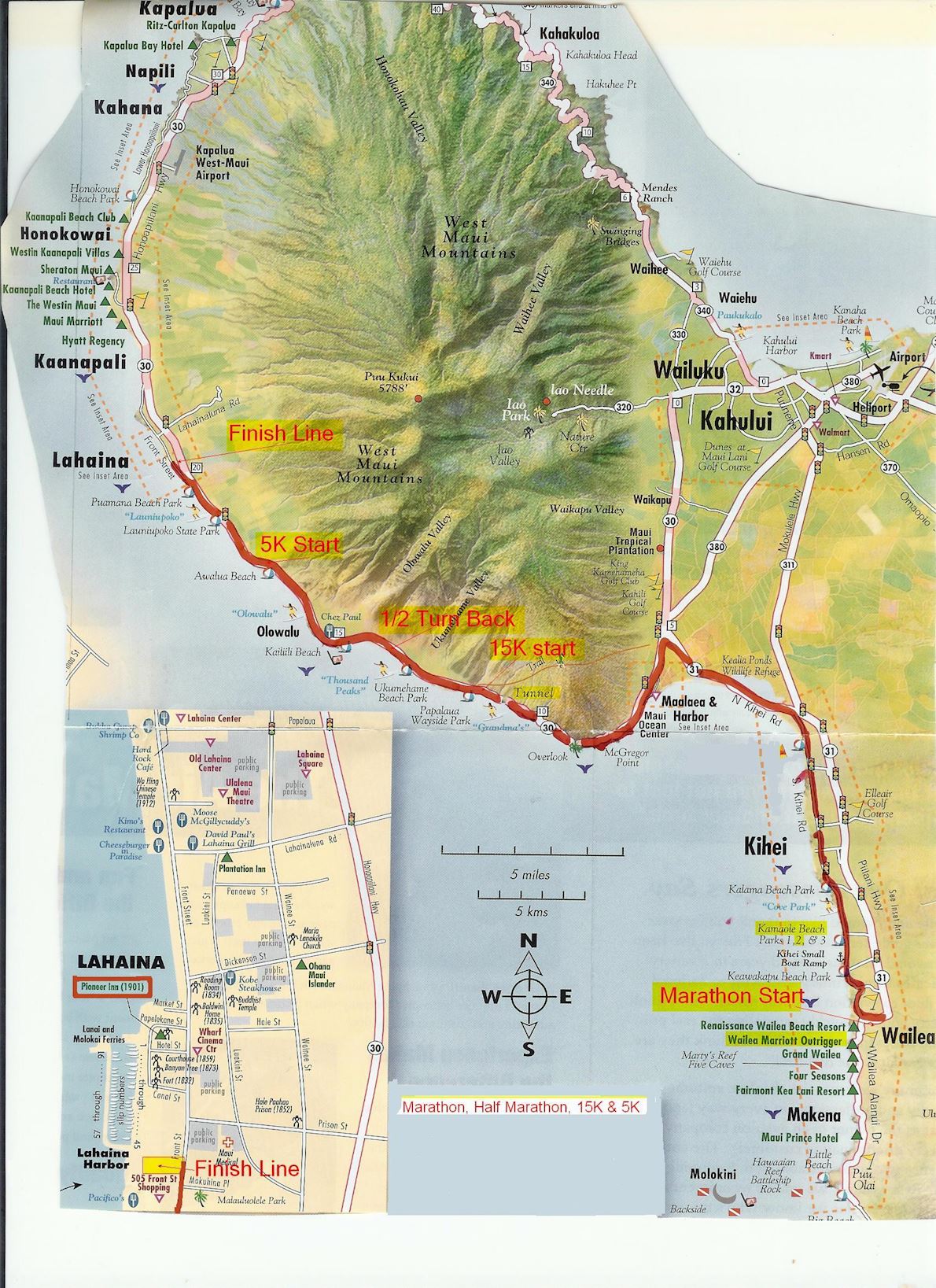 Maui Oceanfront Marathon MAPA DEL RECORRIDO DE