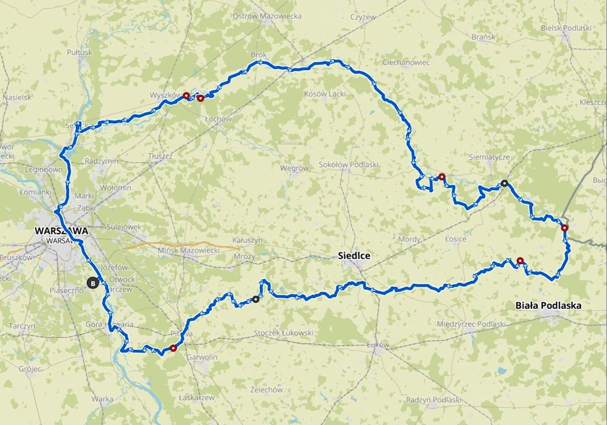 MG500 - Mazovian Gravel 500km MAPA DEL RECORRIDO DE