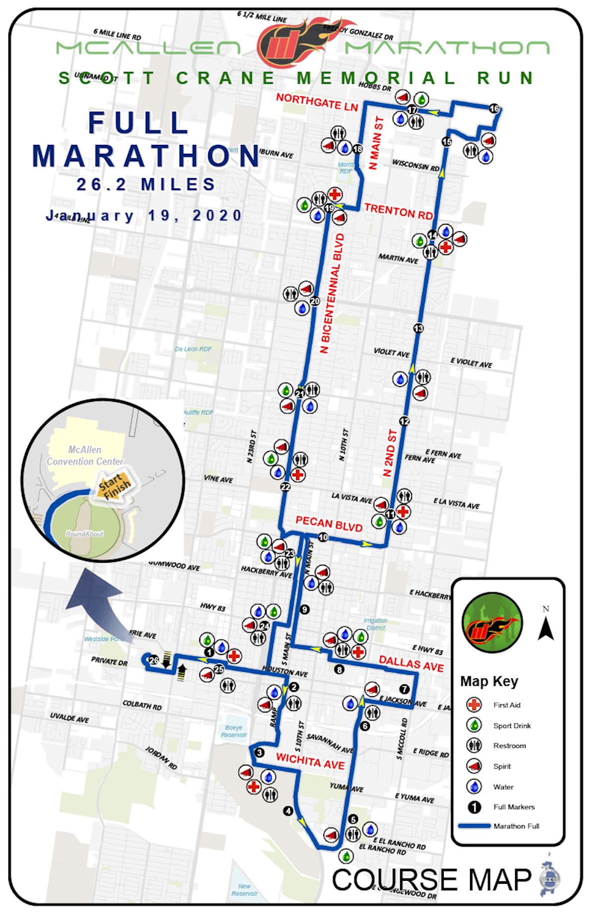 McAllen Marathon Routenkarte