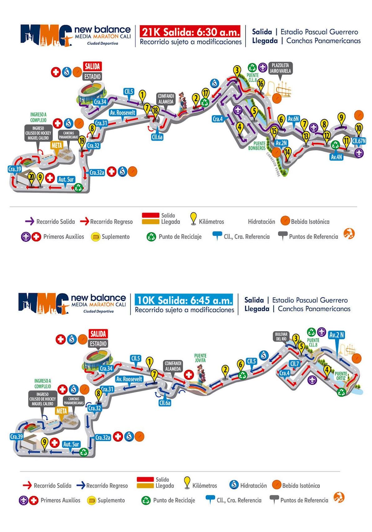 New Balance Media Maratón Cali Mappa del percorso