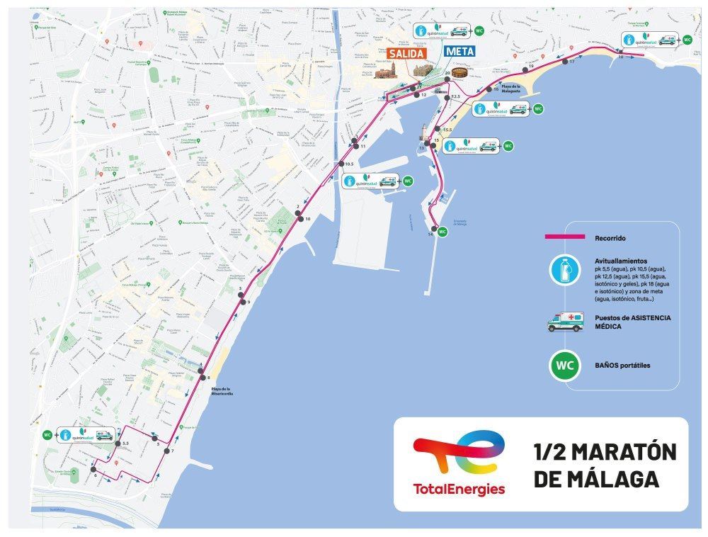 TotalEnergies Malaga Half Marathon 路线图