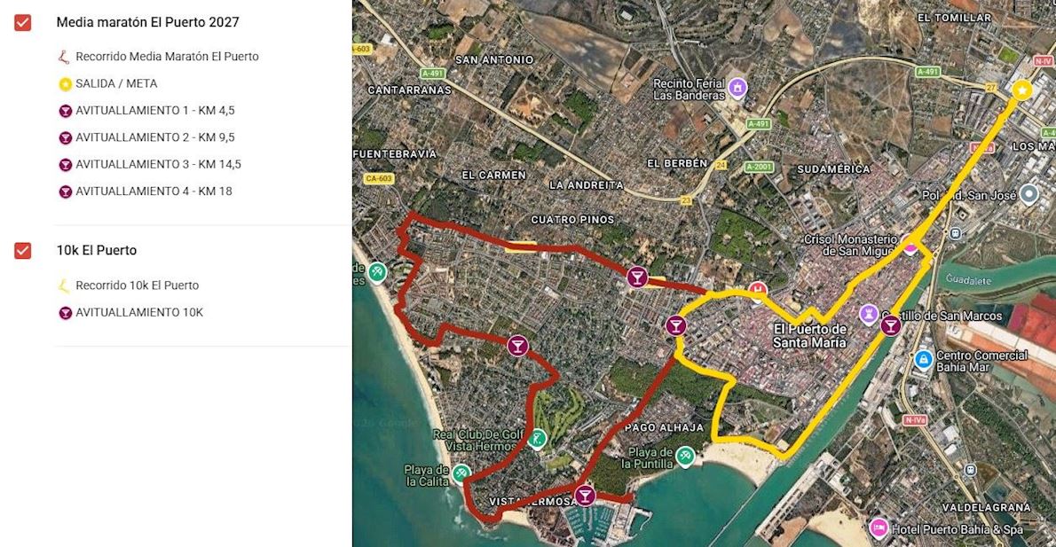 Media Maratón El Puerto & 10K ITINERAIRE