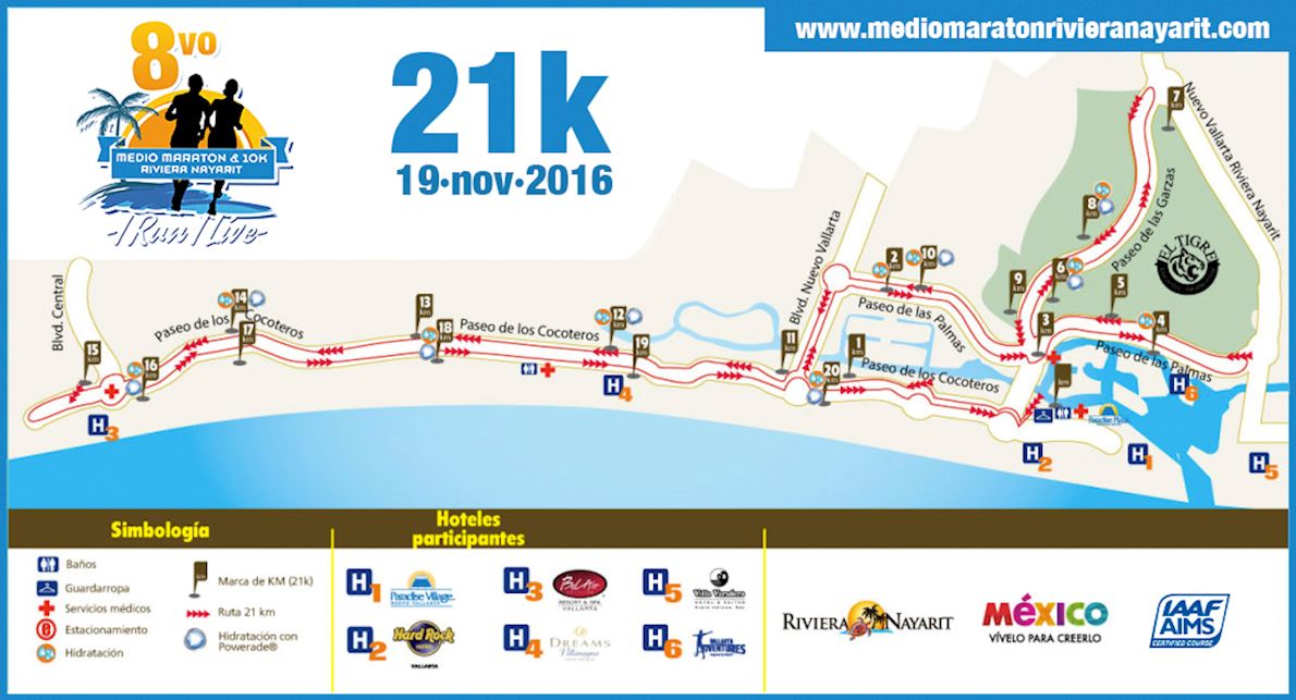 Half Marathon Riviera Nayarit Mappa del percorso