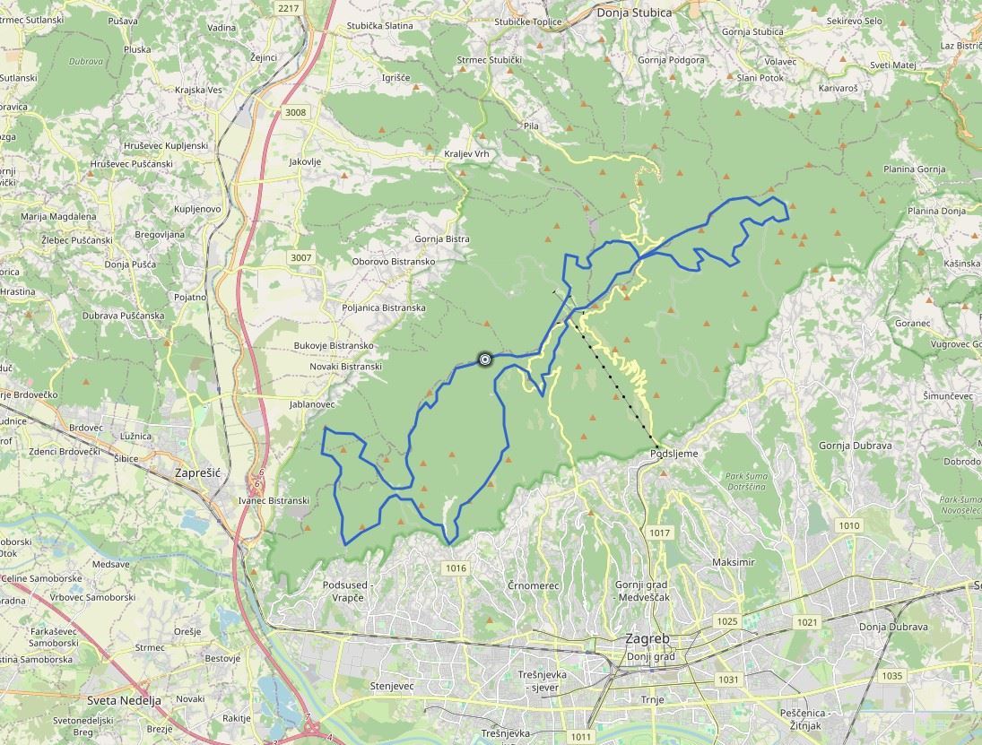 Medvednica trail Mappa del percorso