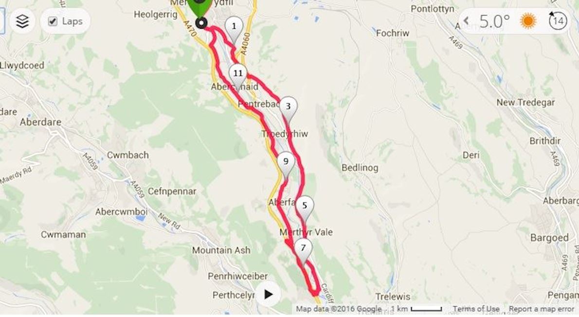 Merthyr Tydfil Half Marathon Routenkarte