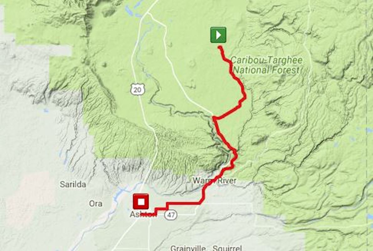 Mesa Falls Marathon Route Map