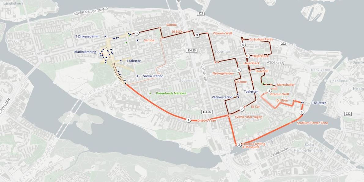 Midnattsloppet Stockholm Routenkarte