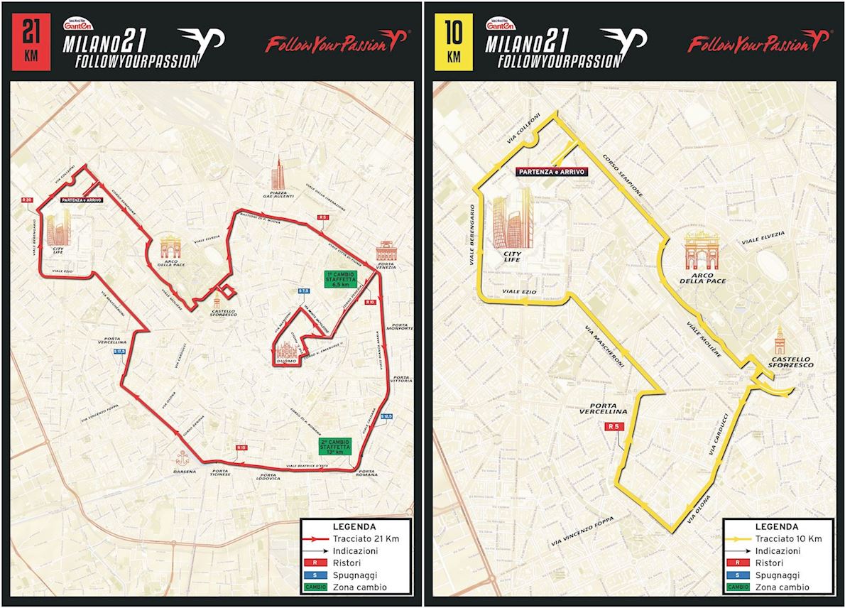 Milano21 Half Marathon Route Map