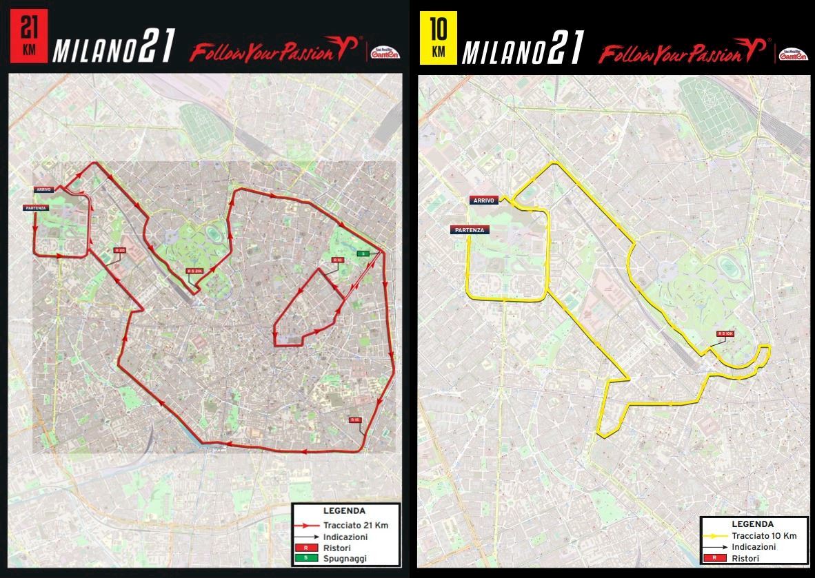 Milano21 - Half Marathon & 10Km Route Map