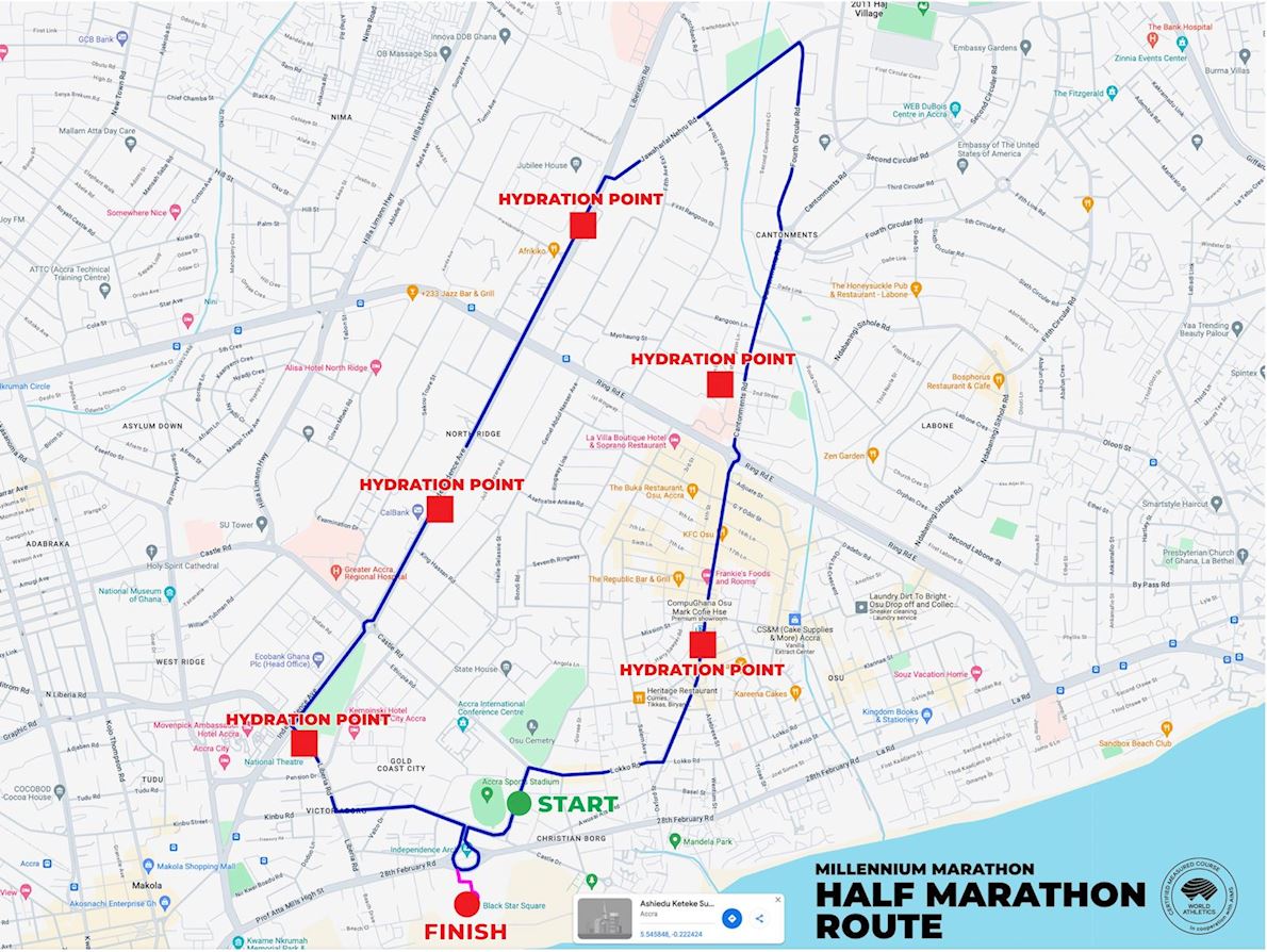 KGL Millennium Marathon Route Map