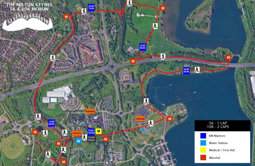 Milton Keynes 1.5k, 5k & 10k MoRun Route Map