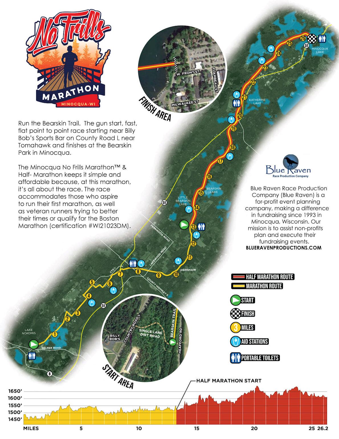 Minocqua No Frills Marathon Route Map