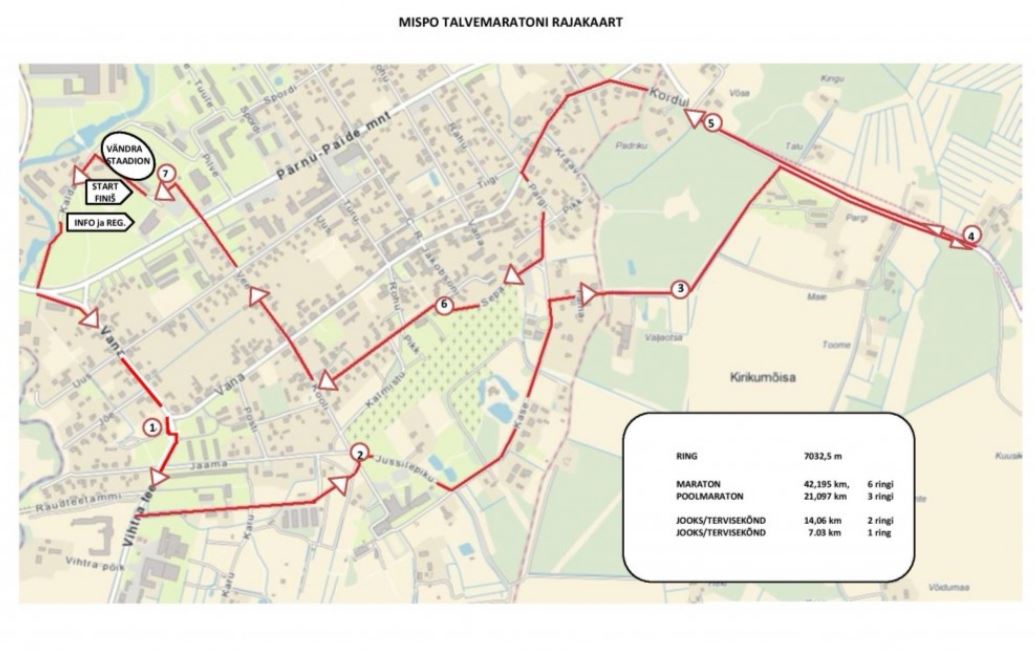 Mispo Winter Marathon Mappa del percorso