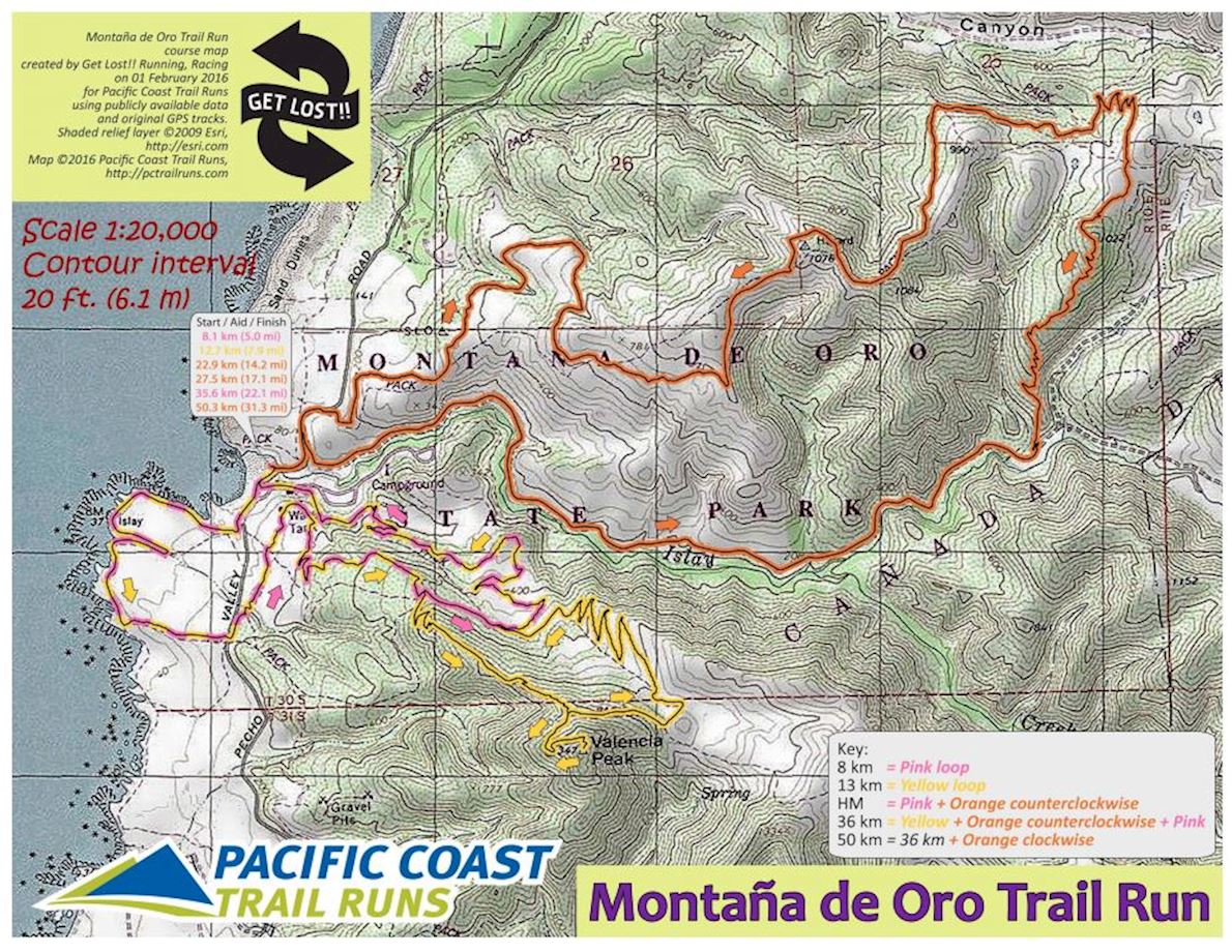 Montaña de Oro Half Marathon 路线图