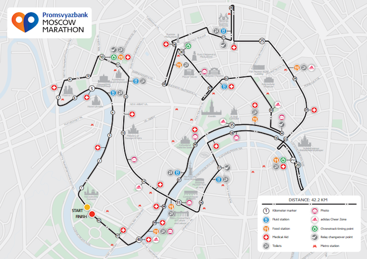 Moscow Marathon MAPA DEL RECORRIDO DE