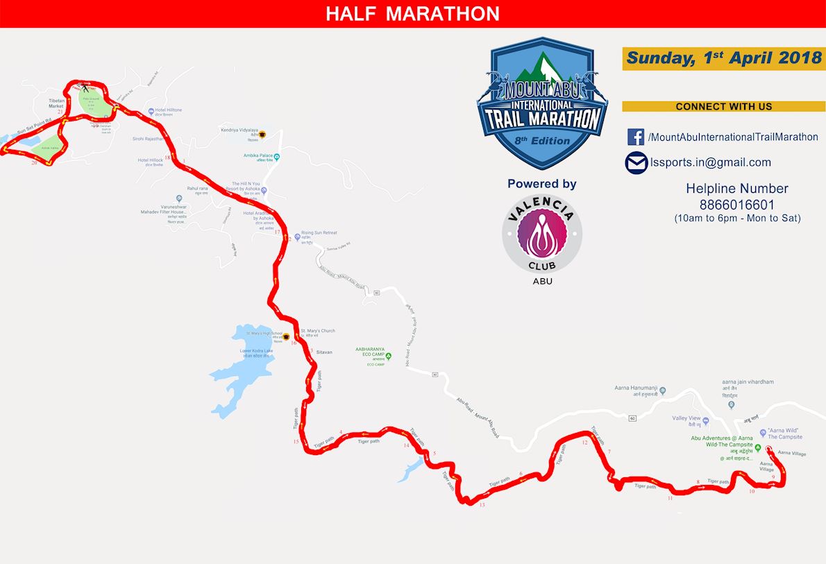 Mount Abu Trail Marathon MAPA DEL RECORRIDO DE