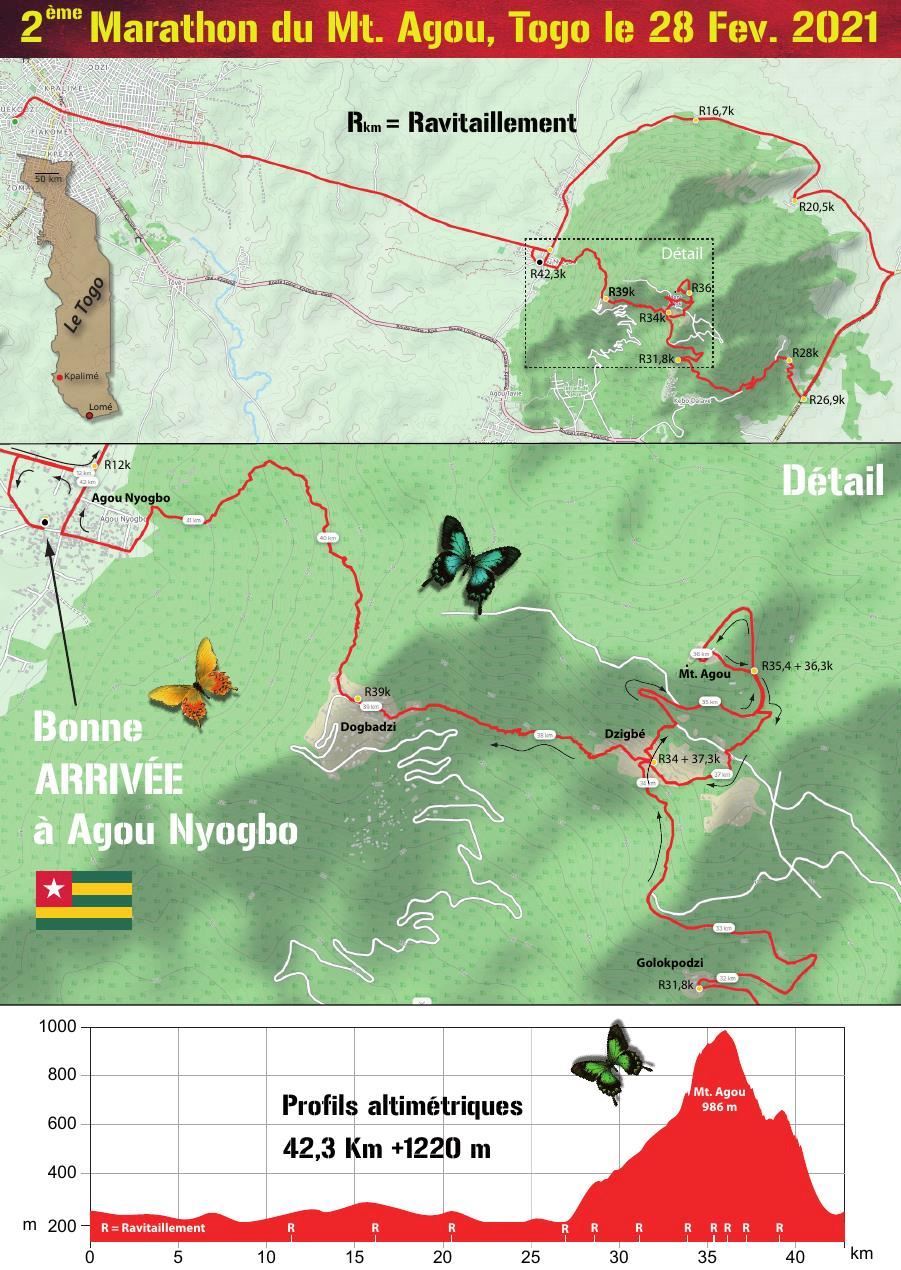 Trail-Marathon du Mt. Agou Routenkarte