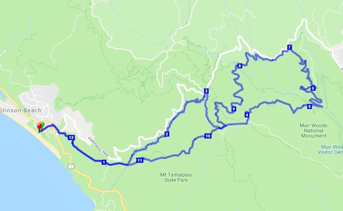 Muir Woods Marathon, Half Marathon & 7 Mile Route Map