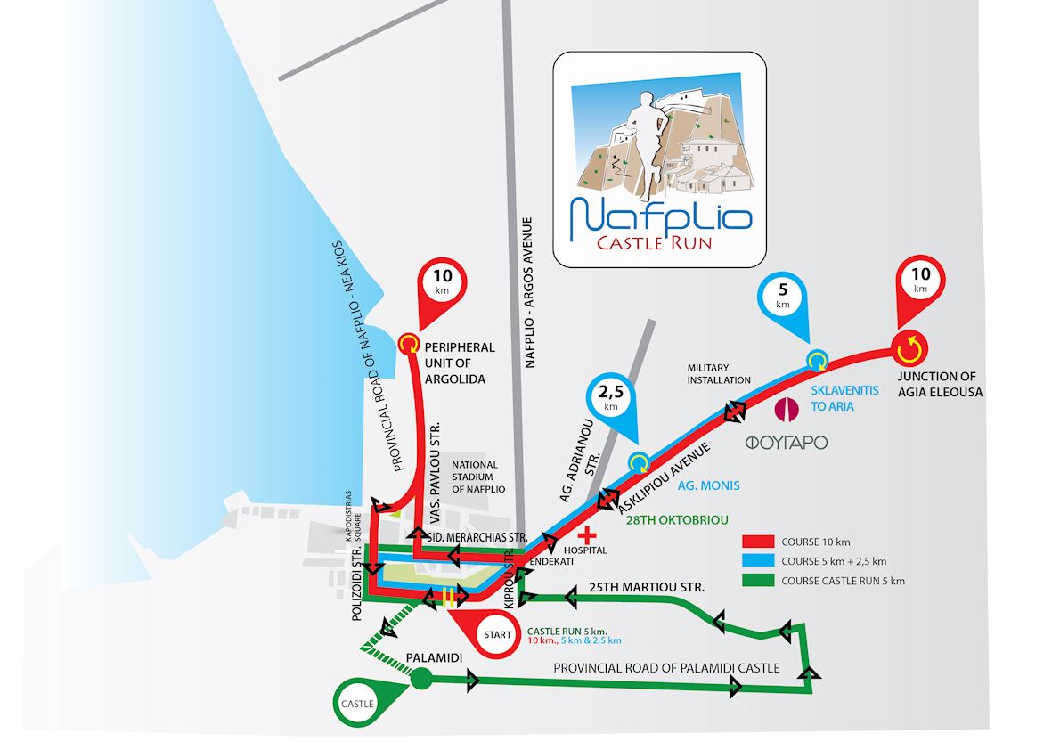 Nafplio Castle Run Route Map