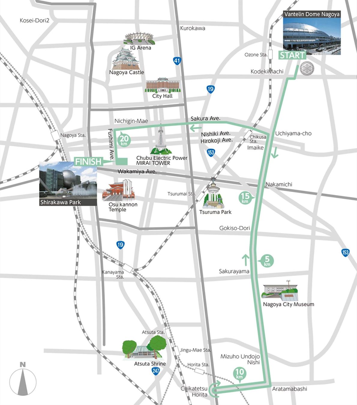 Nagoya City Marathon Mappa del percorso